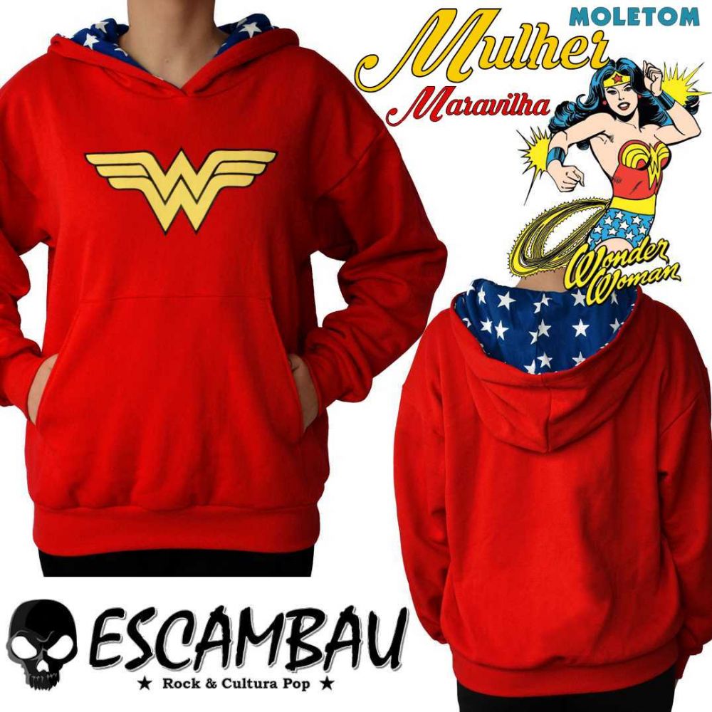 moletom feminino mulher maravilha